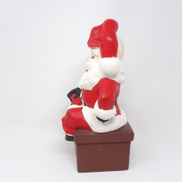 Vintage Hobbyist Ceramic Santa on Chimney 12" H x 5 1/2" W x 4 3/4" D - Picture 3 of 10